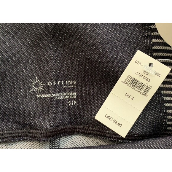 Offline By Aerie Seamless High Rise Black Gray Ribbed Leggings 7/8 Length Sz Sm - Picture 6 of 13